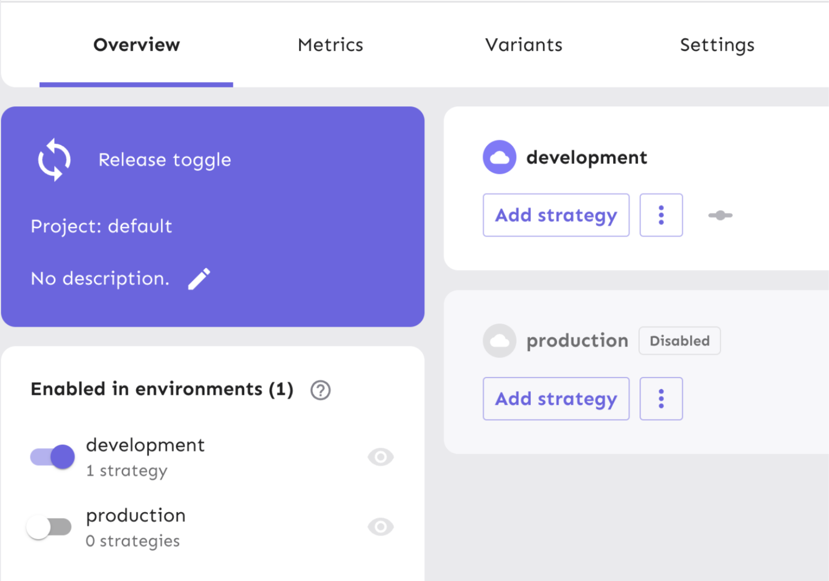 Enable the development environment for your feature flag for use in your application.